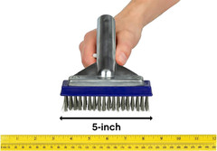 5-Inch Stainless Steel Pool Algae Detail Brush, Heavy-Duty Aluminum Back, for Gu