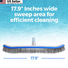 40 Heavy Duty Pool Brush – 18-inch Extra-Wide Metal Head 1-Pack, Gray