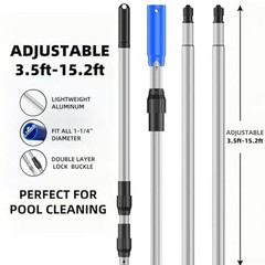 TOPDING & HZ Professional15.2 Foot Pool Pole Telescoping Swimming Pool 15.2ft