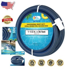 Heavy Duty Pool Hose 36 ft 1-1/2&Prime; EVA Kink-Free Swivel for Inground