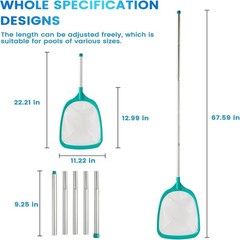 Pool Skimmer – Pool Skimmer Net with 5 Aluminum Pole Sections 67 », Skimmer N…