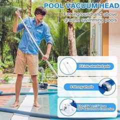 Complete 3-Piece Pool Cleaning Kit with Vacuum Head, Hoses & Skim Plate