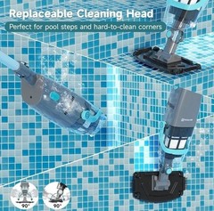 PoolMr Cordless Handheld Pool Vacuum Rechargeable Cleaner 18.5 GPM 60Min