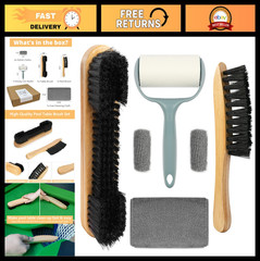 Billiard Pool Table Brush Set – 5 Piece Felt Cleaner, Wooden Brushes & Lint Roll