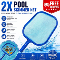 2 Pack Swimming Pool Skimmer Net Fine Mesh Leaf Rake Cleaner Spa Pond Tool Heads