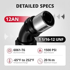 Crimp Swivel Hose End Fitting for CPE Braided Hose 12AN 45 Degree