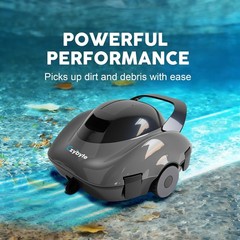 Robotic Pool Cleaner, Cordless Pool Vacuum with Powerful Suction