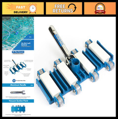 14&Prime; Heavy Duty Pool Vacuum Head with Wheels, Aluminum Handle, Swivel & Weighted