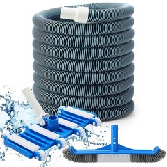 Pool Vacuum Head Kit 1-1/2&Prime; x 30ft Hoses Wheel Style Swimming Pool Vacuum Kit
