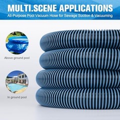Flexible 18FT Pool Vacuum Hose 1.5&Prime; Diameter with Swivel Cuff – Heavy Duty Clean