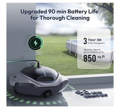 Color Grey Bublue Bubot 300P Robotic Pool Cleaner, Cordless Pool Vacuum with Ind