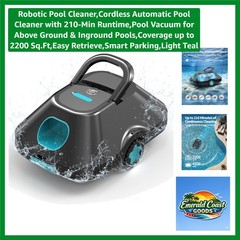 Light Teal Robotic Pool Cleaner for Above & Inground Pools – 180μm Filtration