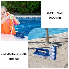2Pcs Reusable Pool Scrub Brush with Comfort Grip for Bathroom and Floor Cleaning