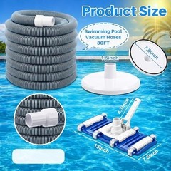 Complete 3-Piece Pool Cleaning Kit with Vacuum Head, Hoses & Skim Plate