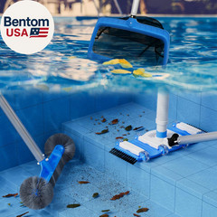 3-In-1 Pool Cleaning Kit Full Set – 18In Rounded End Pool Brush & Ergonomic Pool