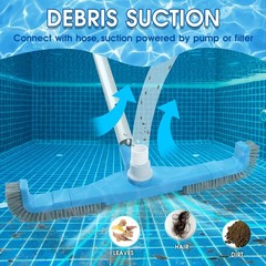 20&Prime; 2-in-1 Pool Brush Vacuum Head with Swivel Hose for Heavy Duty Cleaning
