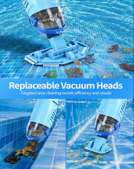 KimPump Cordless Pool Vacuum with 4 Filters, 20.5 GPM for Above/Inground Pools,