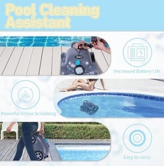 Hinice Cordless Robotic Pool Cleaner,Automatic Pool Vacuum Robot up to 2153 sqft