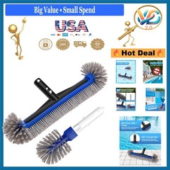 17.4 » Pool Brush Head with Aluminum Handle for Walls, Steps, Corners