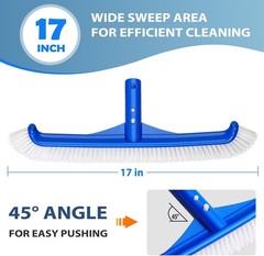 Pool Brush – 17&Prime; Pool Brush Head for Cleaning Pool Walls, Curved Ends High-Ef…
