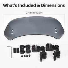 Motorcycle Windshield Extension, Upgraded Heightened Adjustable Smoke Grey