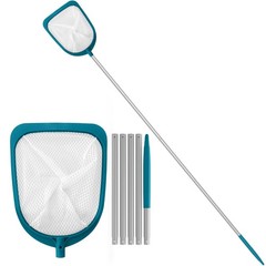 Pool Skimmer Net with Adjustable 48&Prime; Aluminum Pole, Fine Mesh Medium-Depth Ne…