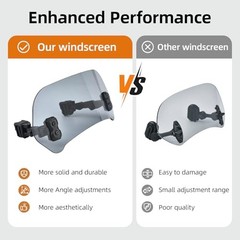 Motorcycle Windshield Extension, Upgraded Heightened Adjustable Smoke Grey