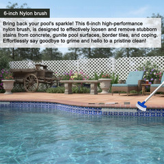Pool Pumice Stone and 5-Inch Vinyl Pool Brush Set with Ez-Clip Handle to Reomve
