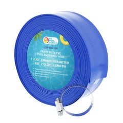 1-1/2&Prime; x 50&prime; Heavy Duty Blue Swimming Pool Backwash Hose & Clamp, Discharge