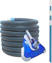24FT Pool Vacuum Hose Set with Vacuum Head & 12FT Telescopic Pole