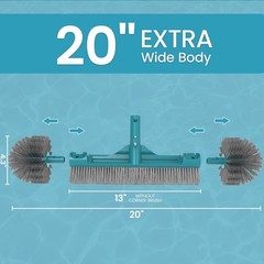 20” Pool Brush Head with Round Ends, Nylon Bristles, Extra Wide Plastic Pool …