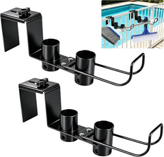 2 Pack Adjustable Pool Fence Hooks, Heavy Duty Metal Pool Tool Pole Hangers for
