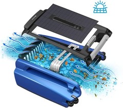 Solar Powered Robotic Pool Skimmer, Automatic Cleaner, 24/7 Battery, Blue