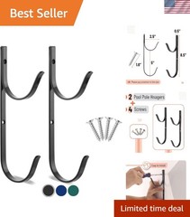 2-Pack Minimalist U-Shape Pool Pole Hangers – Strong Hooks for Garden Tools