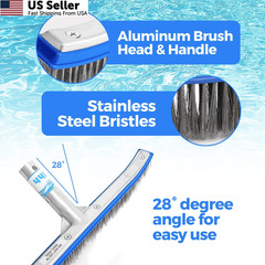 40 Heavy Duty Pool Brush – 18-inch Extra-Wide Metal Head 1-Pack, Gray
