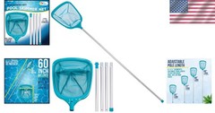 5&prime; Leaf Skimmer Net with Telescopic Aluminum Pole – Fast Pool Cleaning Solution
