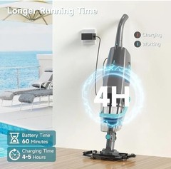 PoolMr Cordless Handheld Pool Vacuum Rechargeable Cleaner 18.5 GPM 60Min