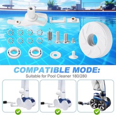 Pool Cleaner Idler Wheel Replacement Kit Part for Polaris 280 180, ABS Metal Whi