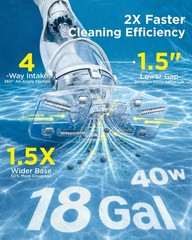 InoKraft Pool Vacuum Above Ground Cordless Rechargeable 18.5GPM Extendable Pole