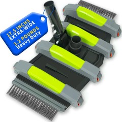 Heavy Duty Pool Vacuum Head with Soft Wheels, 17.5&Prime; Extra-Wide & 3.2LB Weighted,