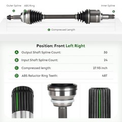 CV Axle Shaft Assembly Fit for Toyota Sienna 27.93(Left) Front Left Drive Side
