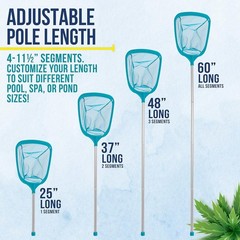 5-Foot Lightweight Pool Leaf Skimmer Net with 4 Aluminum Poles for Easy Cleaning