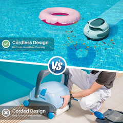 Pool Cleaner, 5000Mah Battery, 100 Minutes Runtime, 1000 Sq Ft Coverage, Automat