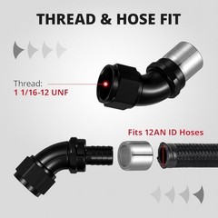 Crimp Swivel Hose End Fitting for CPE Braided Hose 12AN 45 Degree