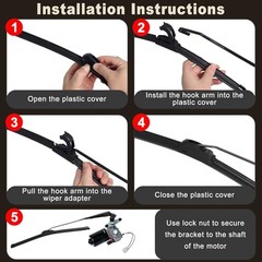 UTV Windshield Wiper Motor Kit 12V Compatible with 14&Prime; Arm + 16&Prime; Wiper Blade