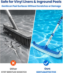 Telescopic Pool Brush with Heavy Duty Aluminum Head, 4-16 Ft Adjustable Pole
