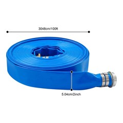 2&Prime; x 100 ft Lay Flat Water Discharge Hose Backwash Hose for Swimming Pools