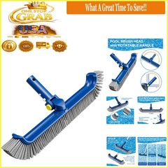 Heavy-Duty 17.5&Prime; Pool Brush with Rotatable Handle for Inground & Vinyl Pools