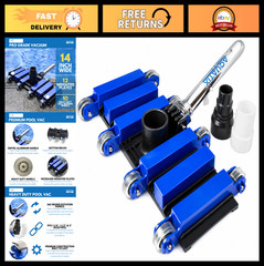 14&Prime; Professional Pool Vacuum Head with Wheels, Hose Adapter, Aluminum Handle, 12