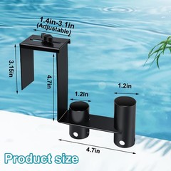 Adjustable Pool Fence Hooks Metal Organizer for Cleaning Tools & Accessories